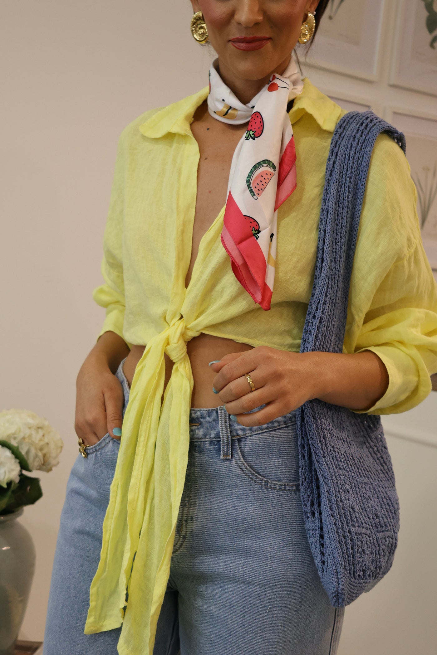 Top linho amarelo Nature
